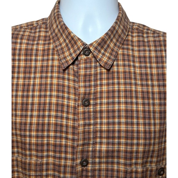 Patagonia Organic Cotton Brown Plaid Shirt Mens XL Button Up Long Sleeve - Picture 5 of 8
